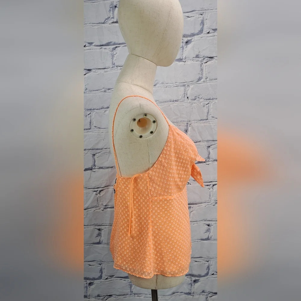 NWT Alice + Olivia Spaghetti Strap Tank Top with Tie Camisole Light Peach Large - Picture 7 of 13